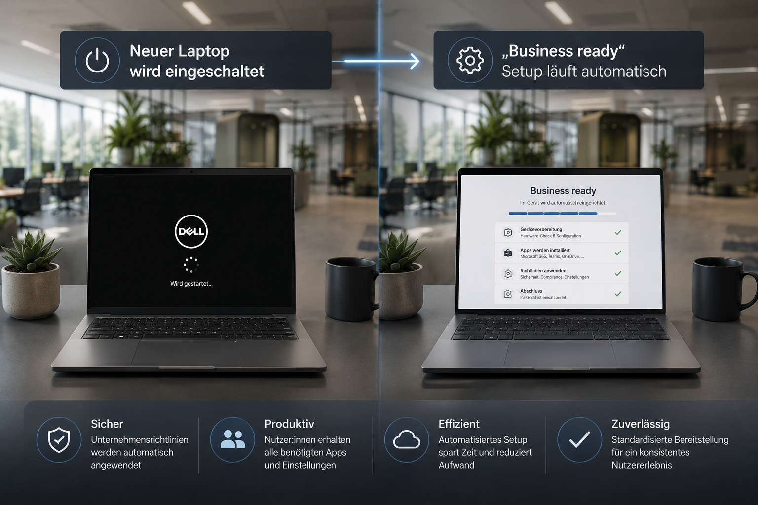Neuer Laptop mit automatisierter Autopilot-Einrichtung